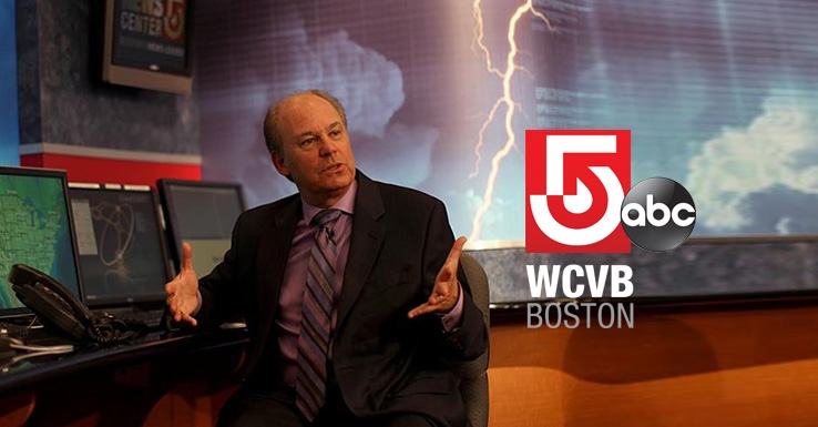 WCVB-TV chief meteorologist Harvey Leonard in the weather center.
